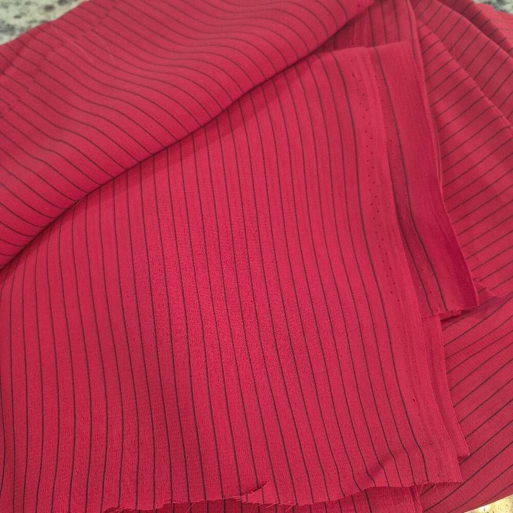 Fabric, Red & Black Striped Polyester Georgette, 45" x 2 yds